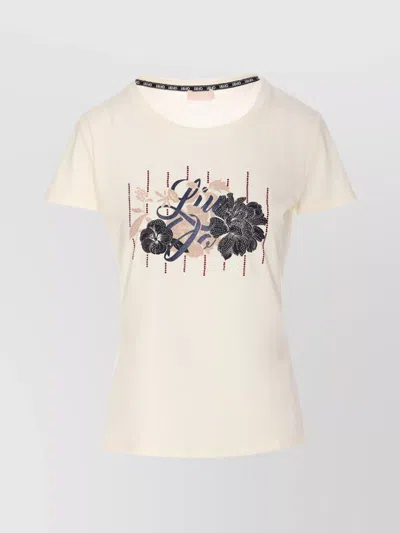 Liu •jo Crewneck T-shirt With Short Sleeves And Graphic Print In White