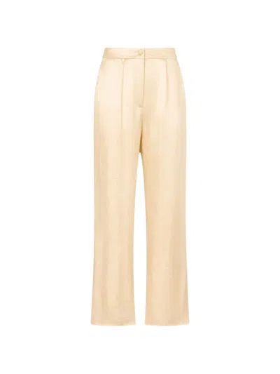 Liu •jo Crinkled-satin Side-slit Trousers In Nude