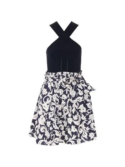 Liu •jo Criss-cross Floral-print Dress In Black