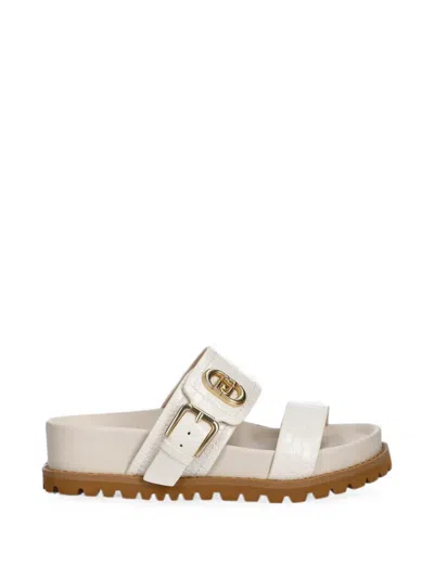 Liu •jo Croc-effect Buckle-fastening Sandals In White