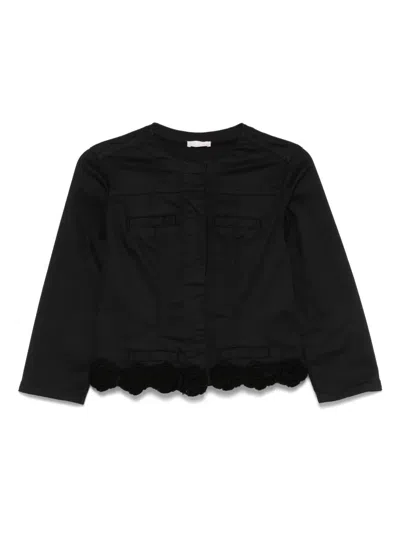 Liu •jo Crochet-detail Jacket In Black