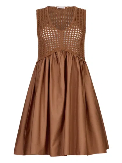 Liu •jo Cotton Dress In Brown