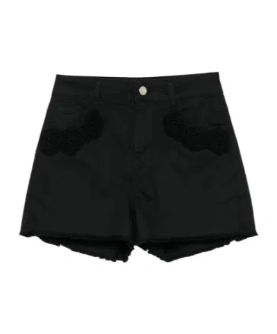 Liu •jo Crochet-flowers Shorts In Black