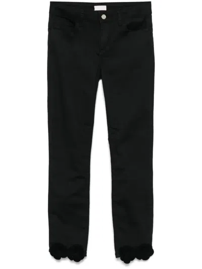 Liu •jo Crochet-flowers Trousers In Black