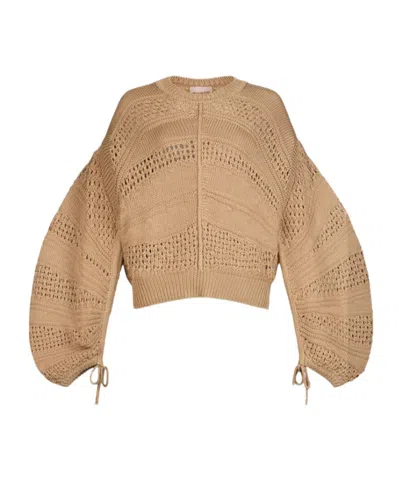 Liu •jo Crochet Jumper In Neutral