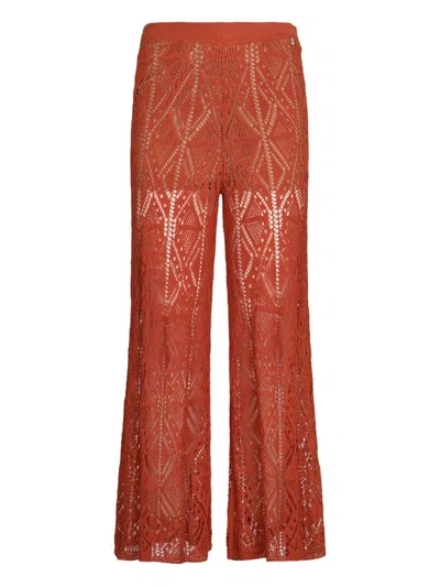 Liu •jo Crochet Trousers In Orange