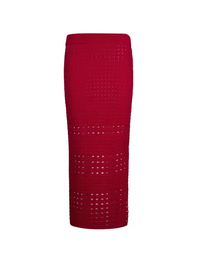 Liu •jo Crochet Midi Skirt In Red