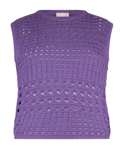 Liu •jo Crochet Round-neck Jumper In Purple