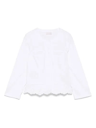 Liu •jo Crochet-trim Denim Jacket In White