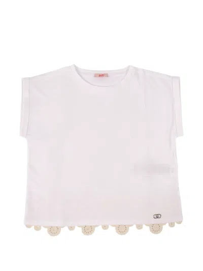 Liu •jo Kids' Crochet-trim T-shirt In White