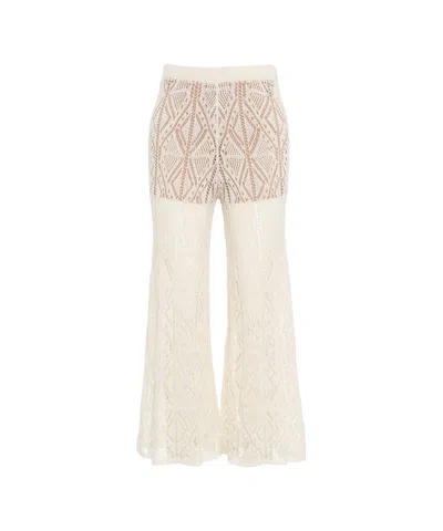 Liu •jo Liu Jo Cotton Semi-perforated Ttrousers In White