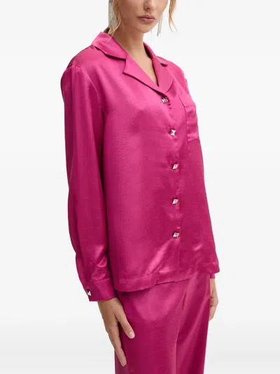 Liu •jo Crocodile-skin Print Button-fastening Shirt In Pink