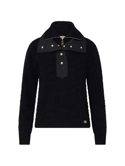 Liu •jo Crocodile-jacquard Sweater In Black