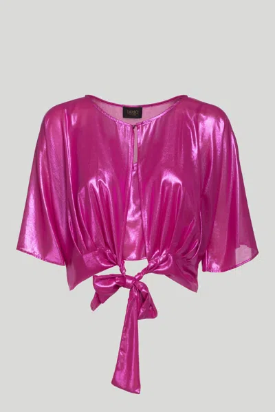 Liu •jo Crop Top Laminato Fuxia In As Shown In The Picture