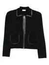 Liu •jo Leather-trimmed Zip-front Jacket In Black