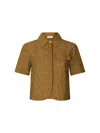 Liu •jo Liu Jo Cropped Brown Shirt With Classic Collar In Brown