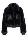 Liu •jo Plush Eco Fur Bomber Jacket With Ribbed Details In Black