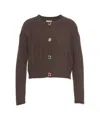Liu •jo Cropped Cable Knit Cardigan In Brown