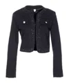 Liu •jo Denim Jacket Studded Buttoned Pockets In Black
