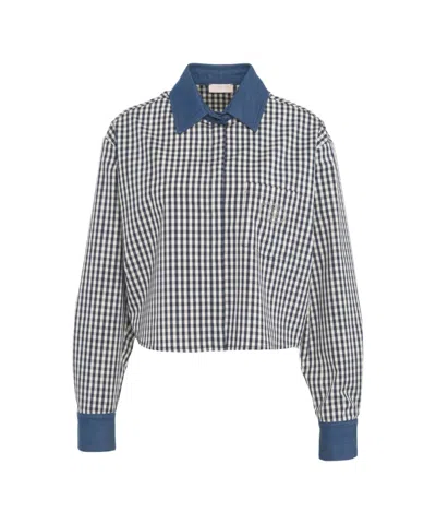Liu •jo Liu Jo Cropped Check Blouse With Button-down Collar