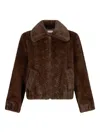 Liu •jo Teddy Bomber Jacket With Cable Knit Detailing In Brown