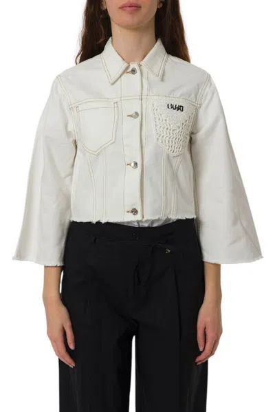 Liu •jo Liu Jo Cropped Denim Jacket In White