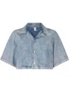 Liu •jo Cropped Denim Shirt In Blue