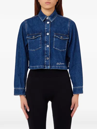 Liu •jo Cropped Denim Shirt In Blue