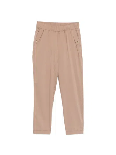 Liu •jo Cropped Elastic Waistband Casual Pants In Neutral