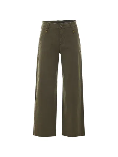 Liu •jo Cropped Flare Trousers In Green
