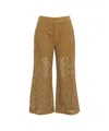 Liu •jo Liu Jo Cropped High-waisted Trousers With Perforated Embroidery