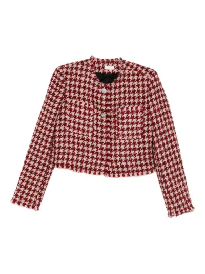 LIU •JO CROPPED HOUNDSTOOTH JACKET