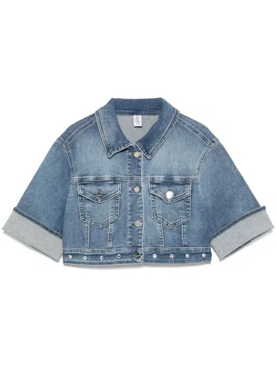 Liu •jo Cropped Jacket In Blue