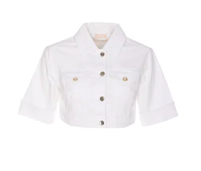 Liu •jo Cropped Jacket In White
