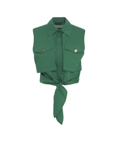 Liu •jo Liu Jo Cropped Shirt With Kent Collar In Green