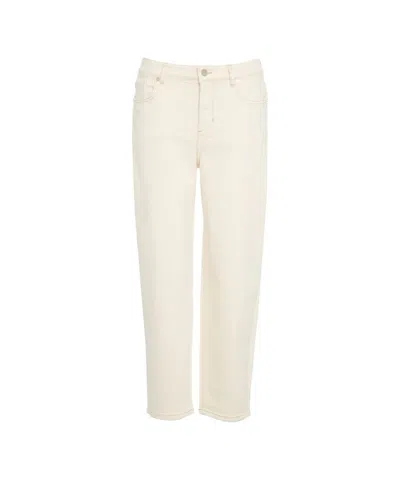 Liu •jo Cropped Straight-cut Denim Jeans In White