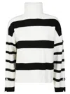 Liu •jo Cropped Striped Turtleneck Sweater In White