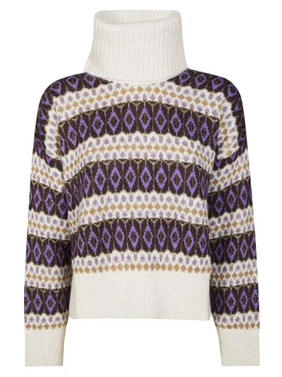 Liu •jo Cropped Turtleneck Sweater In Neutral
