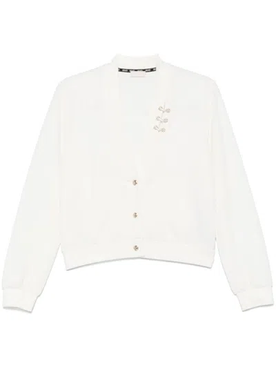 Liu •jo Liu Jo Cropped White Sweater With Deep V-neckline