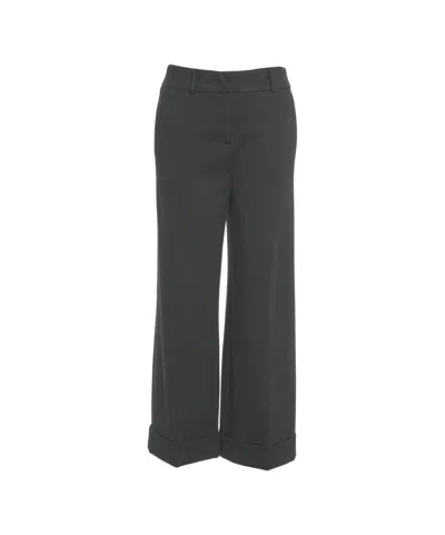 Liu •jo Cropped Wide-leg Pants With Rolled Hem In Black
