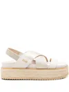 Liu •jo Liu Jo Cross-strap Sandals With Woven Jute Details In Neutrals