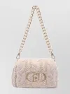 Liu •jo Crossbody Bag With Chain And Knit Texture In White