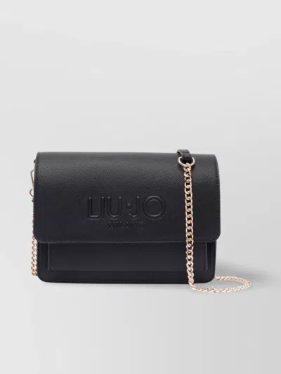 Liu •jo Crossbody Bag With Chain Strap And Textured Finish In Black
