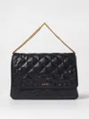 Liu •jo Liu Jo Black Quilted Messenger Bag With Logo In Black
