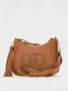 Liu •jo Liu Jo Fringe-detail Brown Shoulder Bag With Logo Accents In Leather