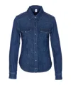 Liu •jo Denim Shirt With Crystals And Studs In Blue