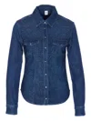 Liu •jo Denim Shirt With Crystals And Studs In Blue