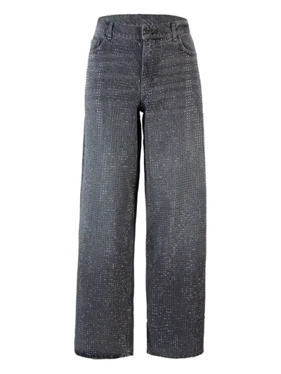 Liu •jo Crystal-embellished Jeans In Gray