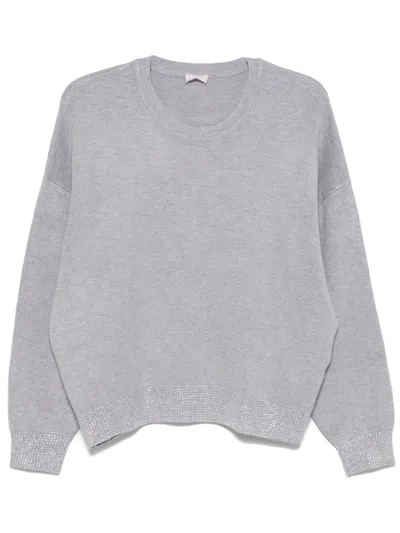 Liu •jo Crystal-embellished Jumper In Grey