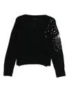Liu •jo Maglia In Lana Con Strass Nera In Black